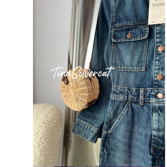 BLOGGER'S FAVE! Zara Front Pocket Denim Jumpsuit Indigo NWT - Picture 15 of 16